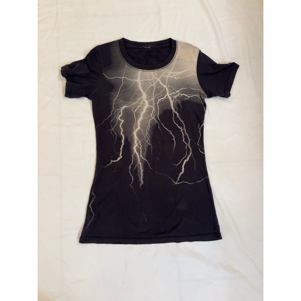 Lululemon Lightning Bolt Graphic Short Sleeve Athletic Tee Black Blue Women